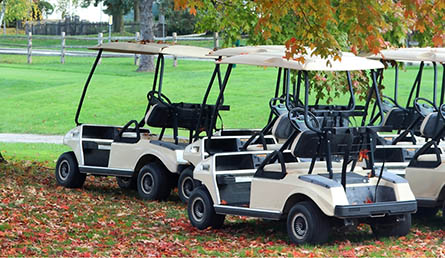 golf carts parked
